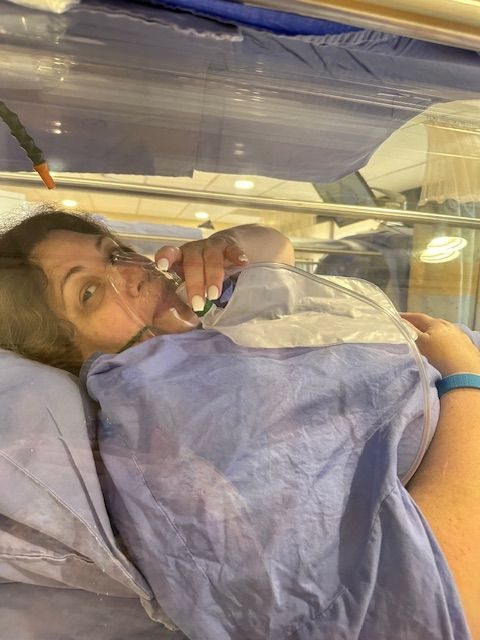 Getting an oxygen break.